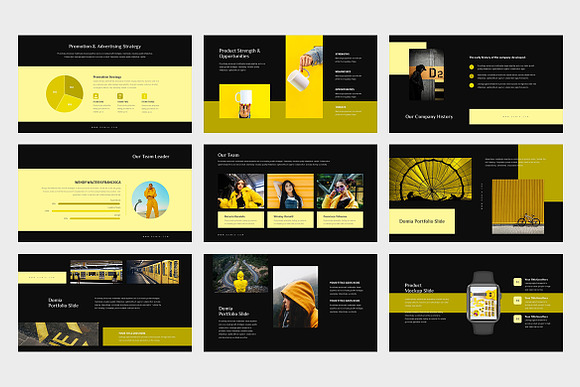 Domia : Yellow Pitch Deck Powerpoint in PowerPoint Templates - product preview 11