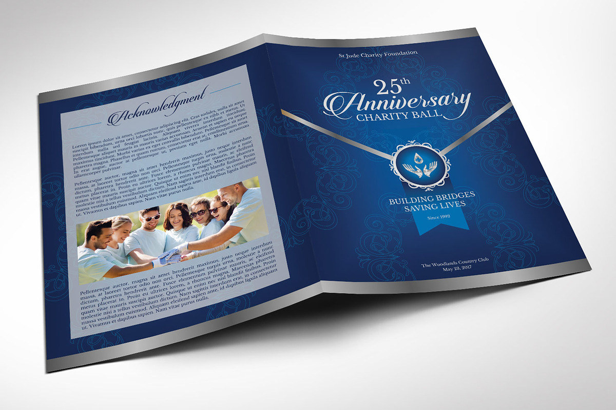 Blue Silver Anniversary Program Word in Brochure Templates - product preview 8