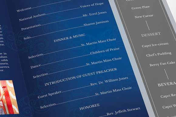 Blue Silver Anniversary Program Word in Brochure Templates - product preview 2