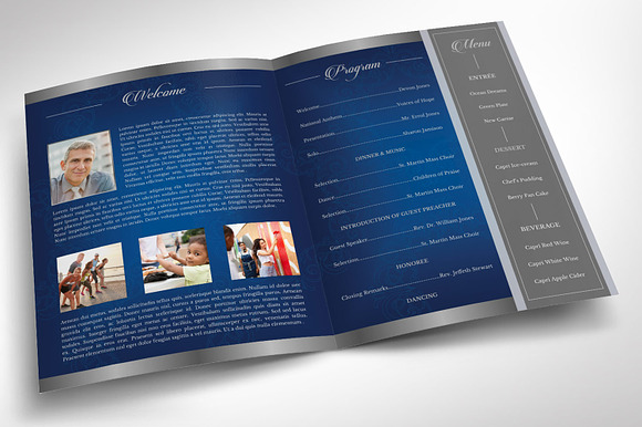 Blue Silver Anniversary Program Word in Brochure Templates - product preview 7