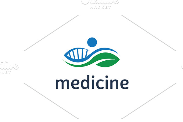 leaf helix human dna medical logo