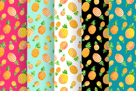 Watercolor pineapples in Illustrations - product preview 3