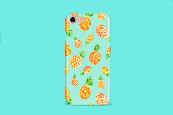 Watercolor pineapples in Illustrations - product preview 5
