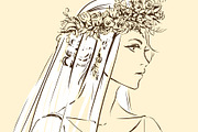 Elegant bride in wedding dress