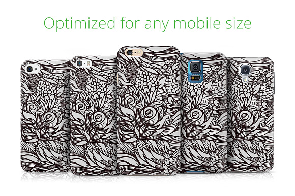 Grayscale Floral design for mobile in Illustrations - product preview 1