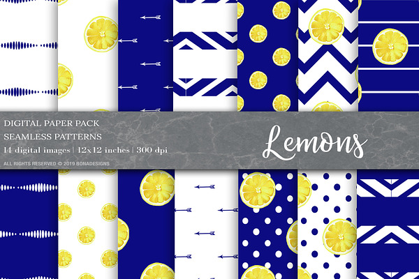 Lemon Digital Papers, Summer Pattern