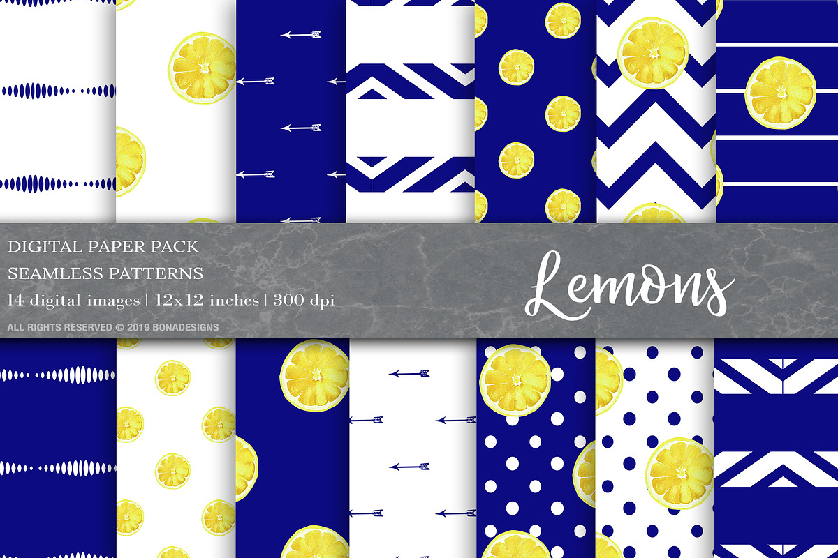 Lemon Digital Papers, Summer Pattern in Patterns - product preview 8