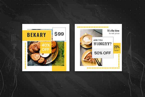 Restaurant Social Media Banner in Instagram Templates - product preview 2