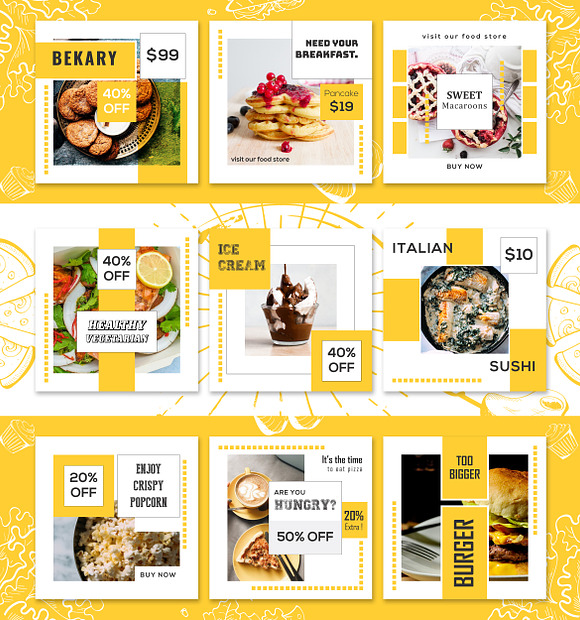Restaurant Social Media Banner in Instagram Templates - product preview 3
