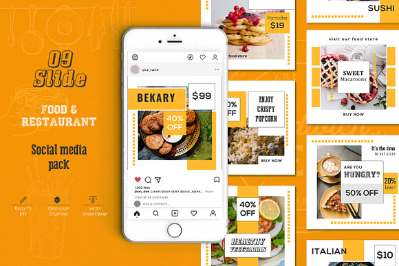 Restaurant Social Media Banner in Instagram Templates - product preview 5