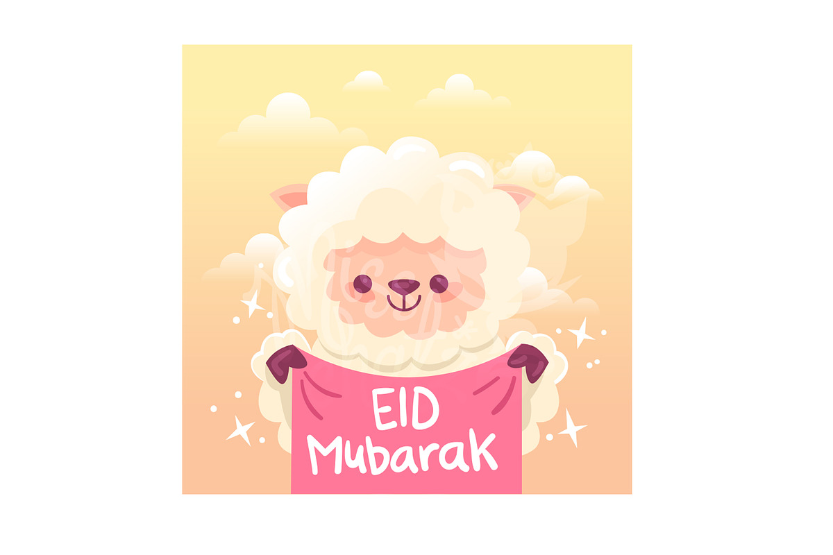 Eid Adha Mubarak Cartoon Sheep in Illustrations - product preview 8
