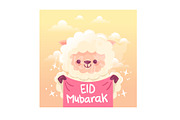 Eid Adha Mubarak Cartoon Sheep