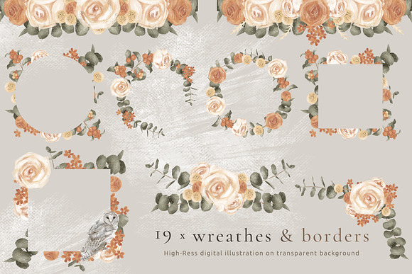 Owls & Roses Hand drawn Graphics in Illustrations - product preview 4