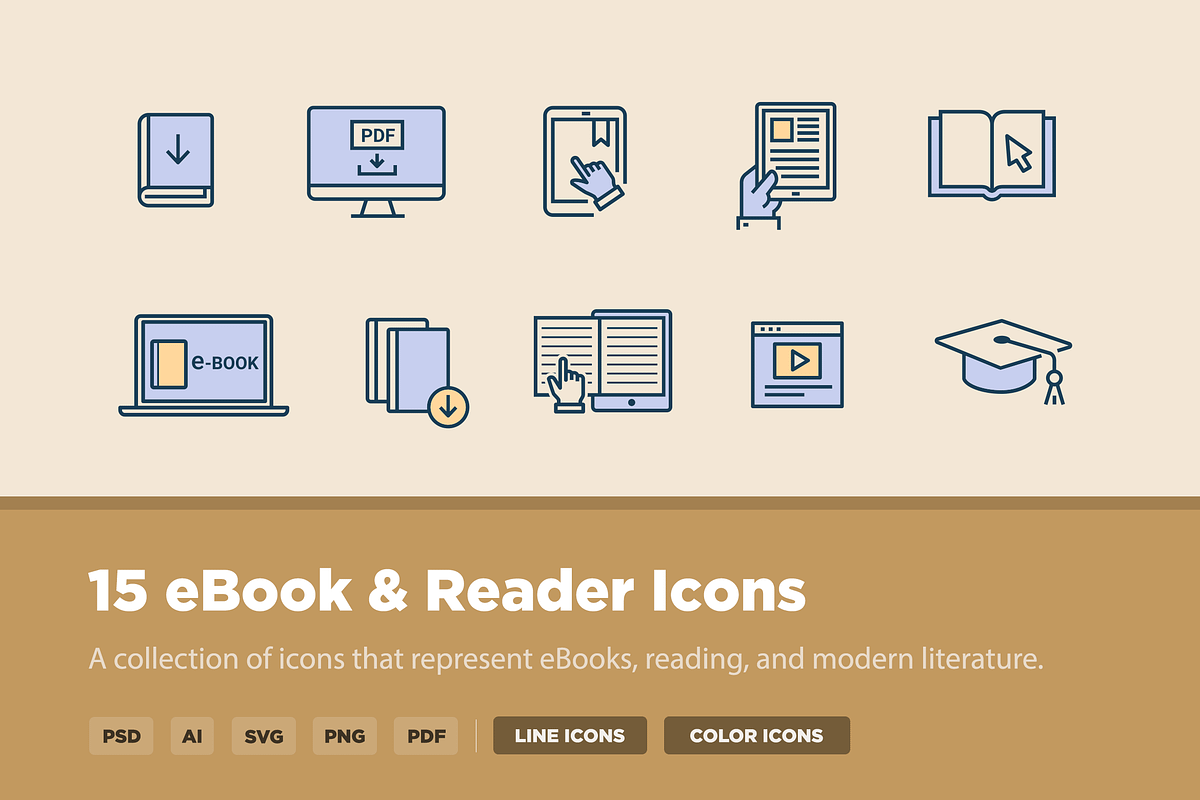 15 eBook Reader Icons in Icons - product preview 8