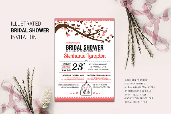 Illustrated Bridal Shower Invite