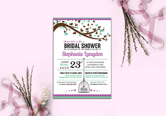 Illustrated Bridal Shower Invite in Card Templates - product preview 1