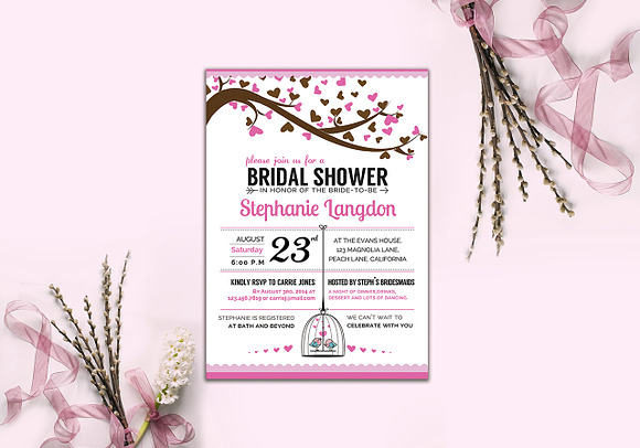 Illustrated Bridal Shower Invite in Card Templates - product preview 3