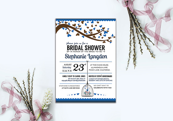 Illustrated Bridal Shower Invite in Card Templates - product preview 4