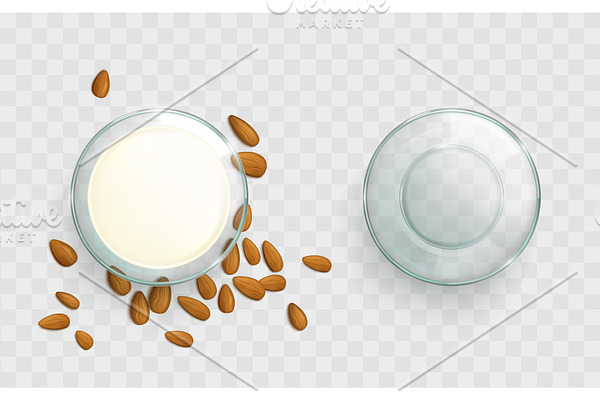 Glass bowl with almond milk