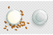 Glass bowl with almond milk
