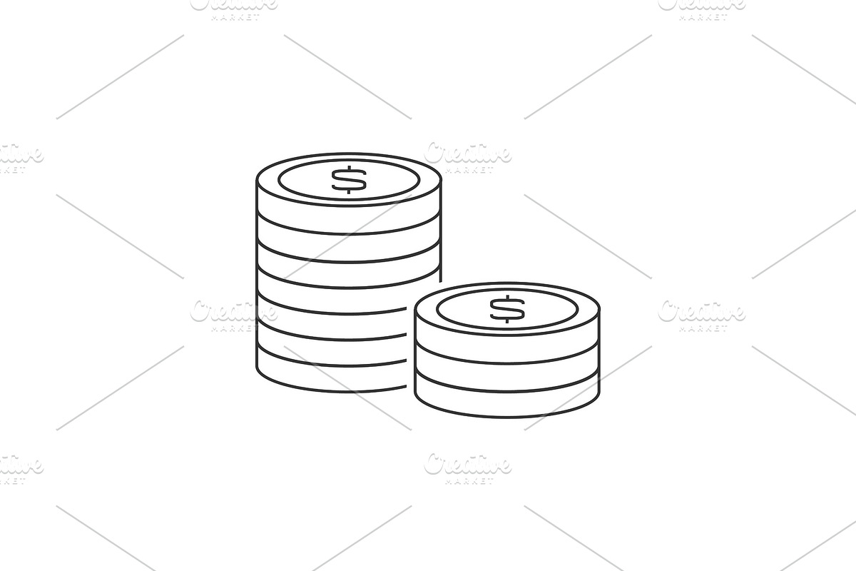 Stack of coins outline icon on white in Icons - product preview 8