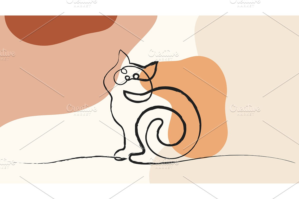 Cat sitting with curled tail in Illustrations - product preview 8