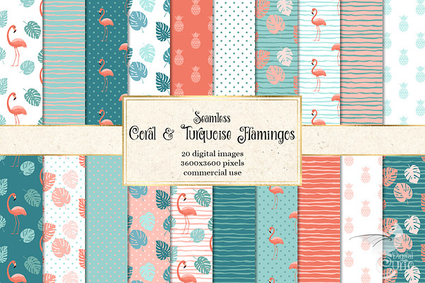 Coral & Turquoise Flamingo Patterns