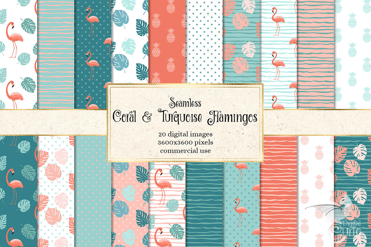 Coral & Turquoise Flamingo Patterns in Patterns - product preview 8