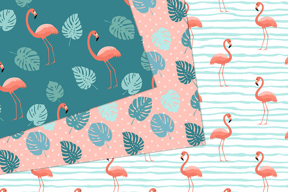 Coral & Turquoise Flamingo Patterns in Patterns - product preview 1