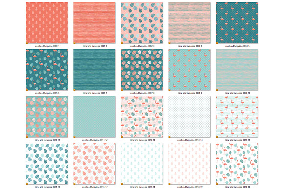 Coral & Turquoise Flamingo Patterns in Patterns - product preview 2