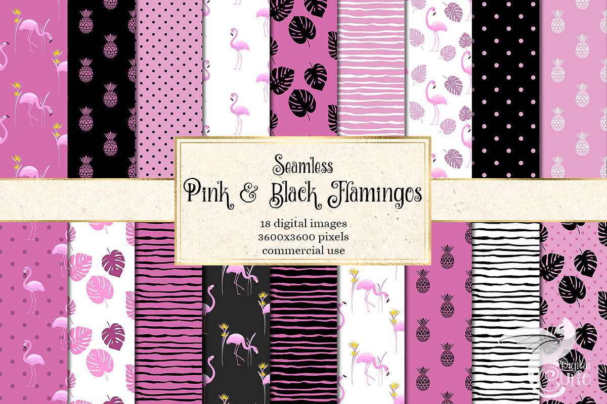 Pink & Black Flamingo Patterns in Patterns - product preview 8