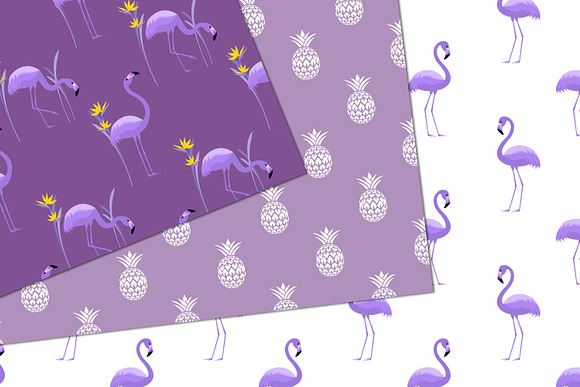 Purple Flamingo Digital Paper in Patterns - product preview 1