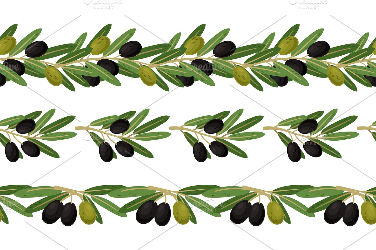 Olive branches seamless border in Illustrations - product preview 8