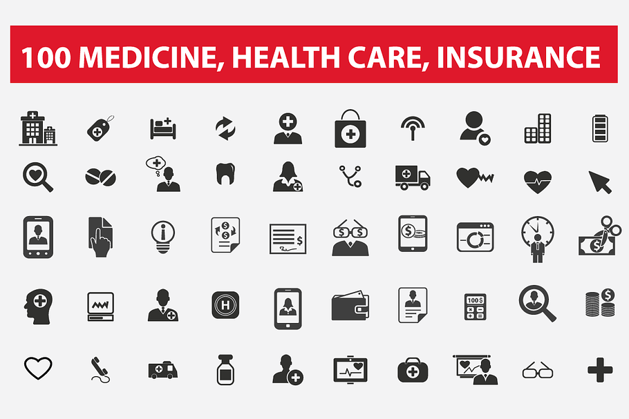 100 medicine, health care, insurance in Graphics - product preview 8