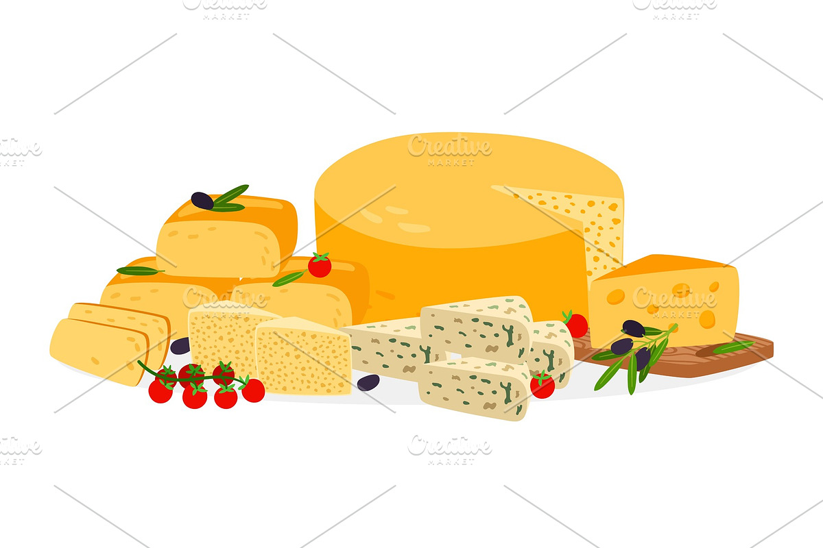 Farm cheese set in Illustrations - product preview 8