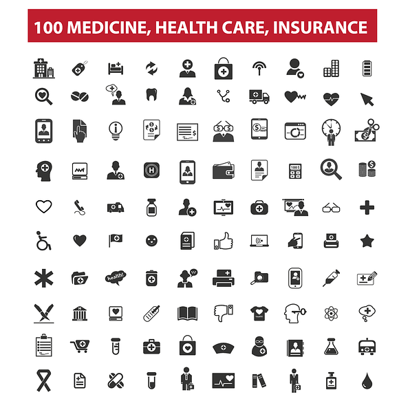 100 medicine, health care, insurance in Graphics - product preview 1