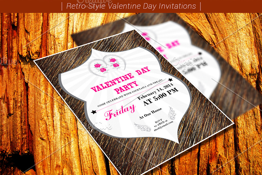 Retro Style Valentine Day Invitation in Postcard Templates - product preview 8