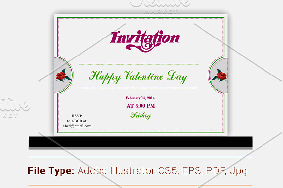 Retro Style Valentine Day Invitation in Postcard Templates - product preview 2