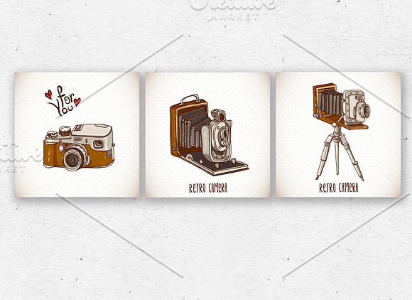 Vintage camera hand drawn clipart in Objects - product preview 3