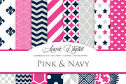 Pink and Navy Digital Papers