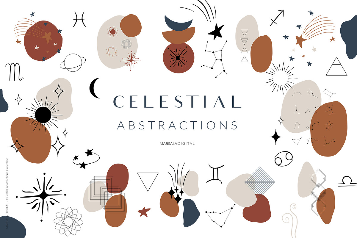 Celestial Abstract Set, Zodiac Stars in Illustrations - product preview 8
