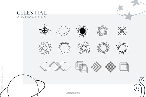 Celestial Abstract Set, Zodiac Stars in Illustrations - product preview 7