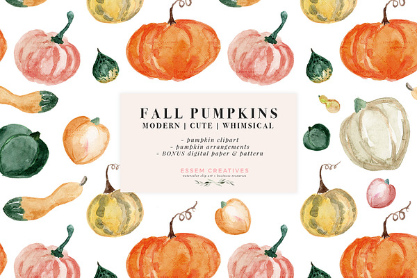 Watercolor Pumpkin Halloween Clipart