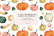 Watercolor Pumpkin Halloween Clipart