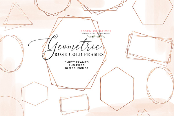 Rose Gold Geometric Frames Clipart