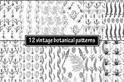 12 vintage b&w botanical patterns