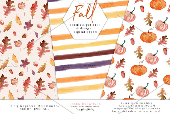 Fall Patterns Digital Paper Pack in Patterns - product preview 2