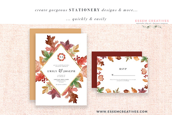 Fall Leaves Card Borders Backgrounds in Illustrations - product preview 1
