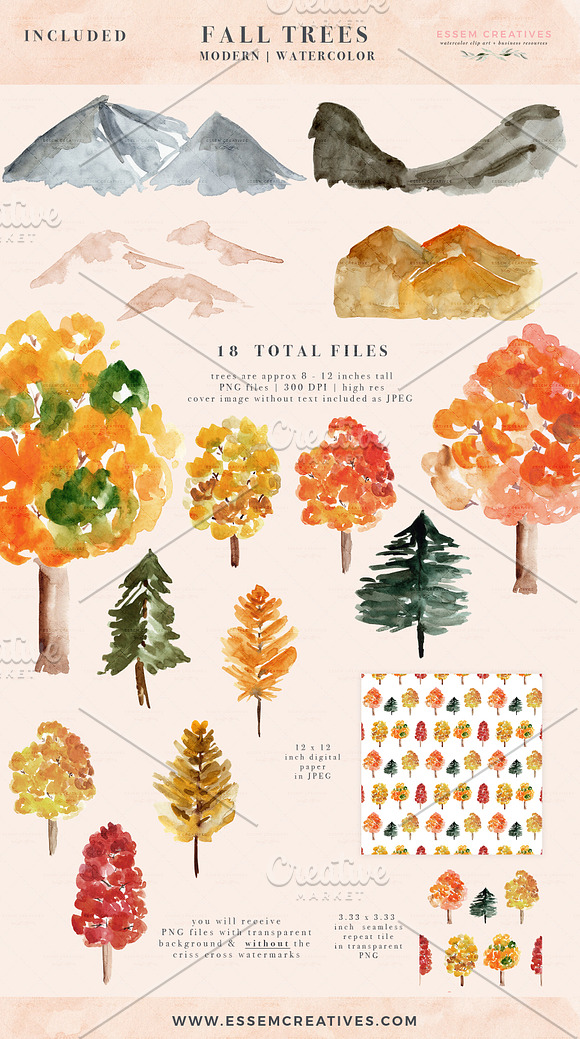 Fall Watercolor Tree Forest Graphics in Illustrations - product preview 2