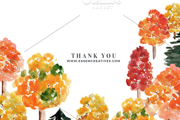 Fall Watercolor Tree Forest Graphics in Illustrations - product preview 3